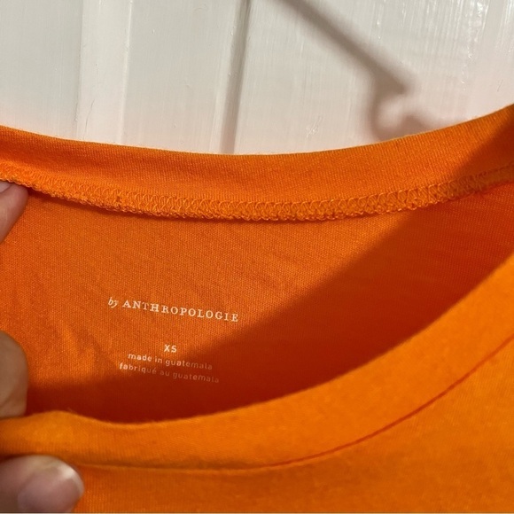 By Anthropologie Cropped Drape Front T-Shirt Orange Extra Small XS J2 - Picture 2 of 8